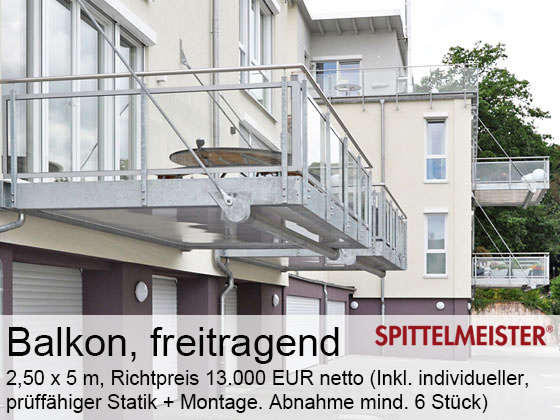 Balkon Preis Stahl freitragend 13000 EUR Schlosserbalkon