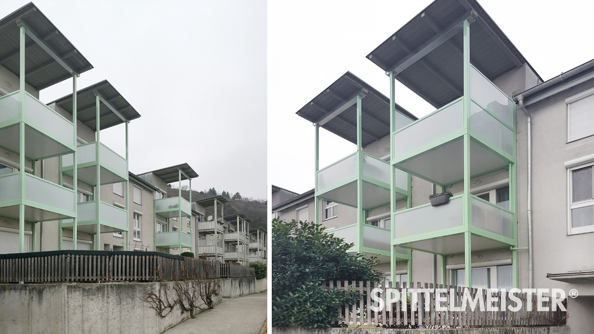 Neue Balkone Alu ersetzen alte Holzbalkone in Österreich