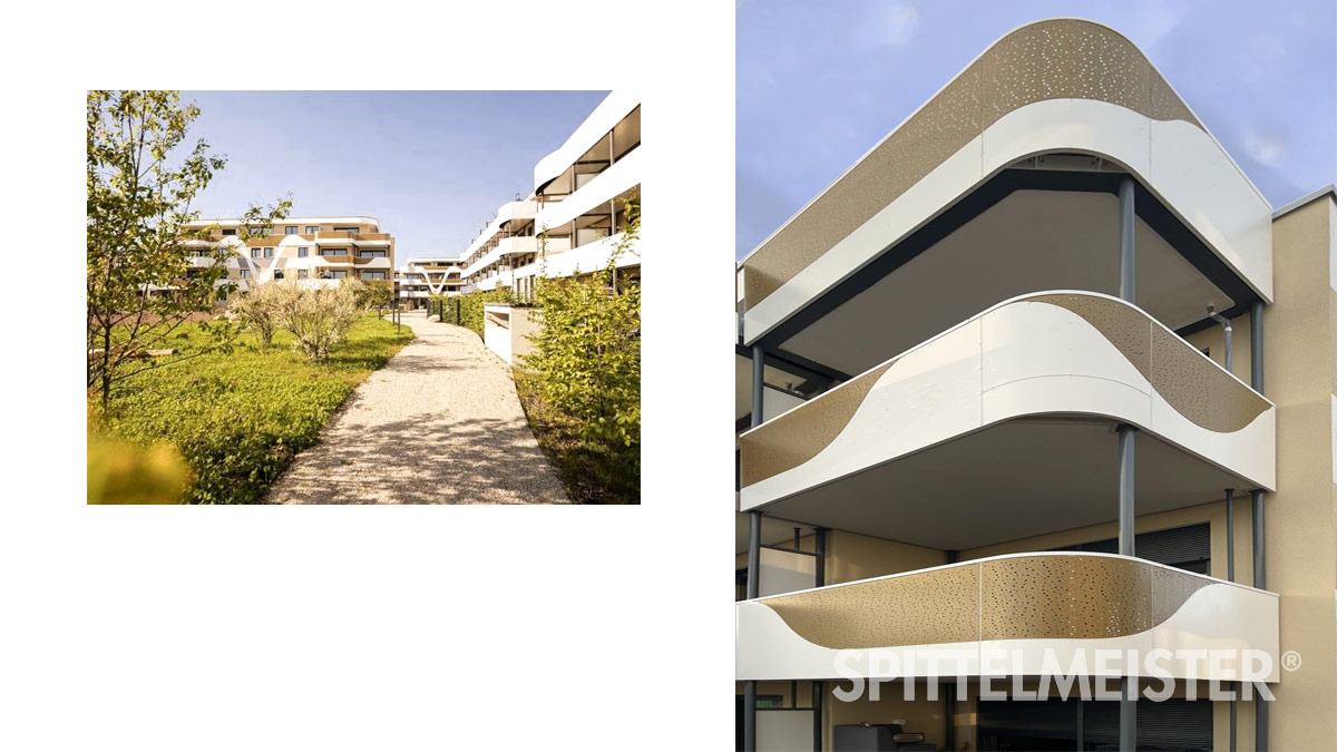 Betonfertigteil-System-Balkone mit goldenem Geländer aus Stahl