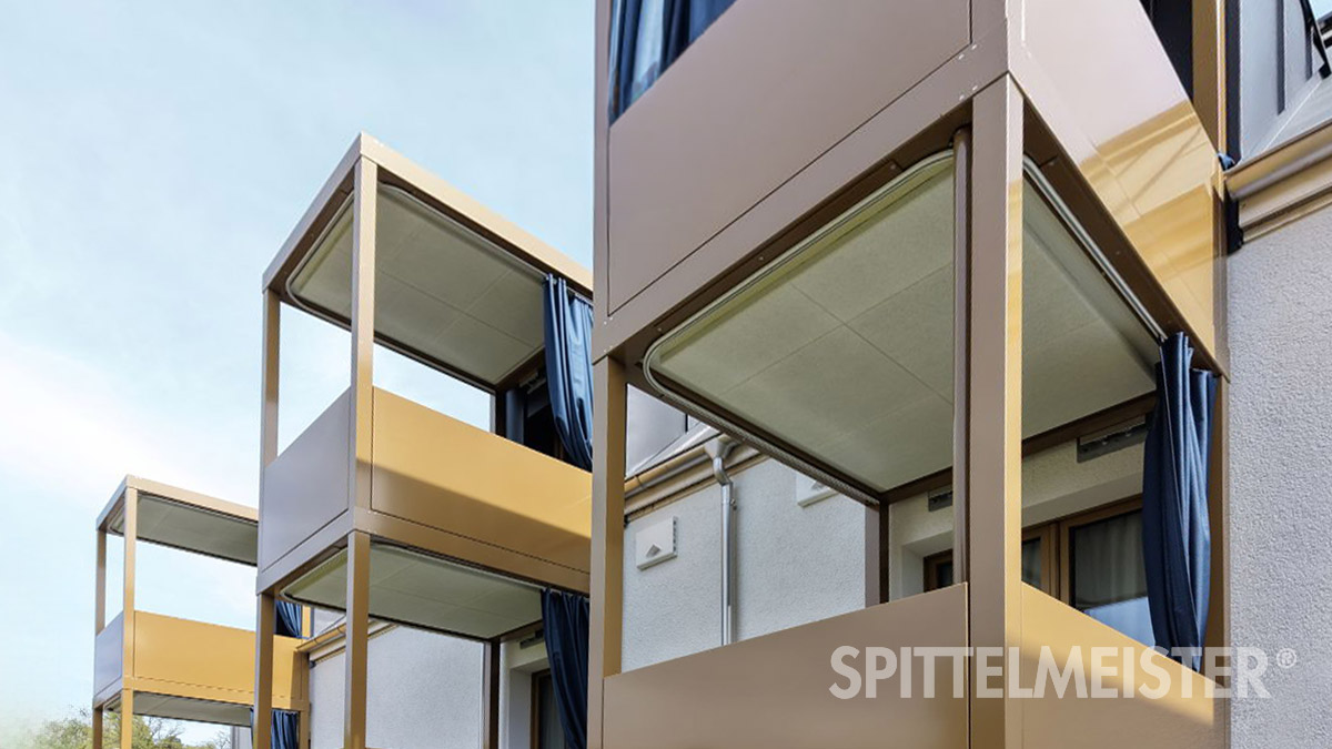 Schweiz Balkon bauen © Balkonbauer Spittelmeister gelbe Balkone aus Aluminium
