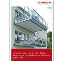 Für Architekten. Information zum Projekt als Download. Abgehängte Stahlbalkone Neustadt