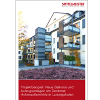 Für Architekten. Information zum Projekt als Download. Balkone Aufzugsanlage Denkmal Ludwigshafen